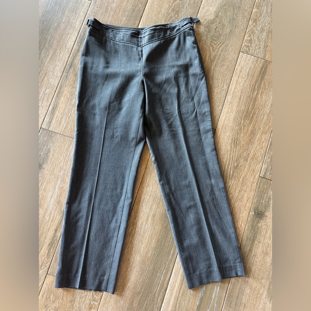 Talbots wool blend women's  gray lined dress pants, side zip and buckle size 10